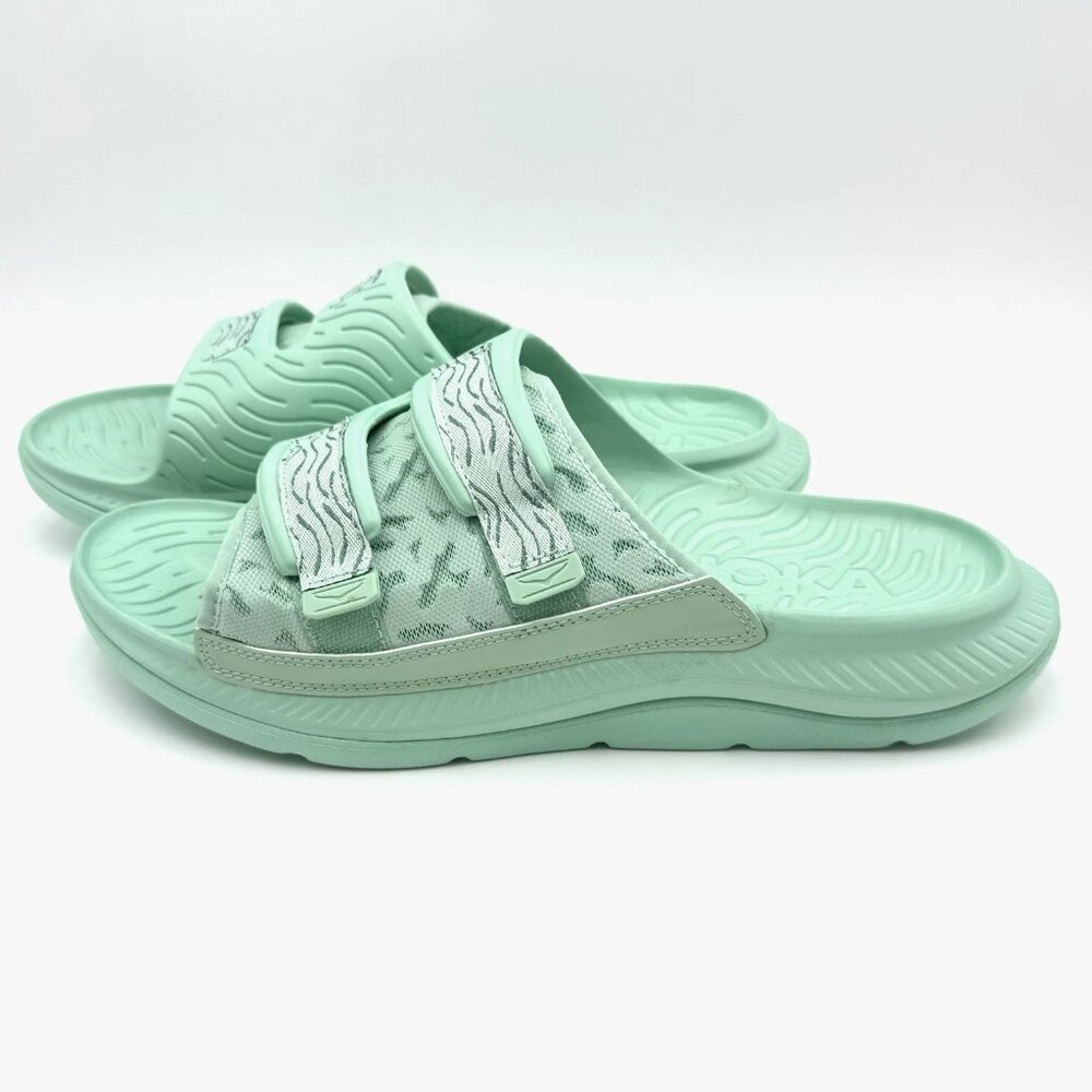 NEW Hoka One One Ora Luxe Recovery Slide Sandals Men's 13 Comfort Mist Green
